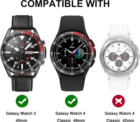 Bezels Compatible with Galaxy Watch 3 45mm, Aluminum Metal Bezel Case for Galaxy Watch 4 Classic 46mm