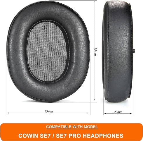 SE7 Earpads Replacement Cover for COWIN SE7/SE7 PRO Headphones, High-Density Noise Cancelling Foam, Softer Leather