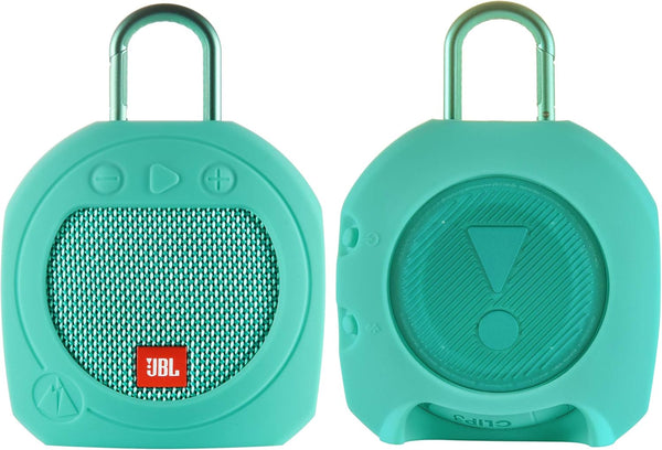 TXEsign Protective Silicone Stand Up Case for JBL Clip 3 Waterproof Portable Bluetooth Speaker (Teal)