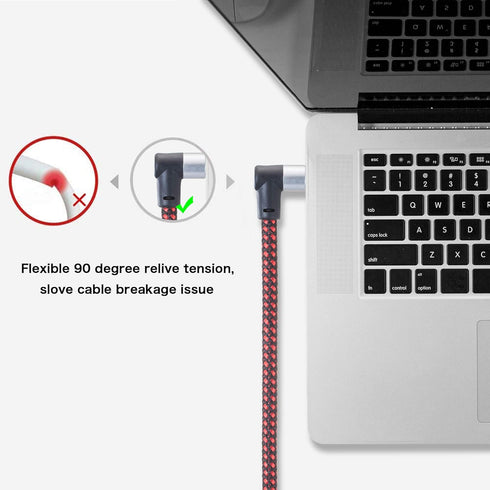 3Ft Male to Male Audio Cable, 90 TRRS 3.5mm 4 Pole, Nylon Braided Aux Cord for Headphones, PS4, Phone, PC & More.