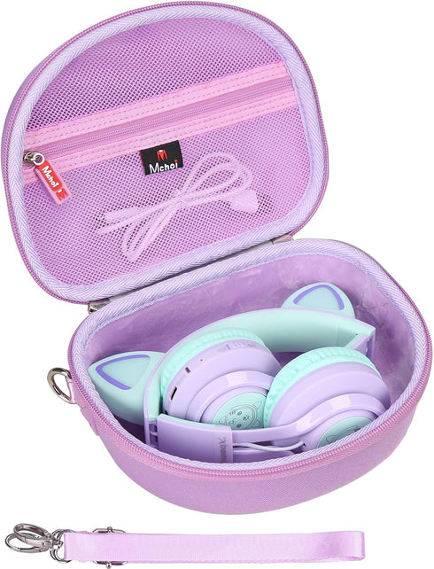Mchoi Hard Case Suitable for Riwbox CT-7 Pink/for Jack CT-7S Cat Green 3.5mm/ for iClever IC-HS01 Bluetooth Wireless Over-Ear Headphones Headset for Kids Travel Protective Case, Purple, Case Only