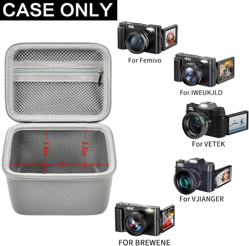Vlogging Camera Case Compatible with Duluvulu/VJIANGER/JGIPL/TEBNGIHNM 4K Digital Cameras for Youtube, Grey