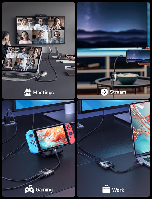 JSAUX USB C to HDMI Adapter 4K@60Hz, 2-in-1 Digital AV Sync Connector for iPhone 16/16 Pro/Max, MacBook