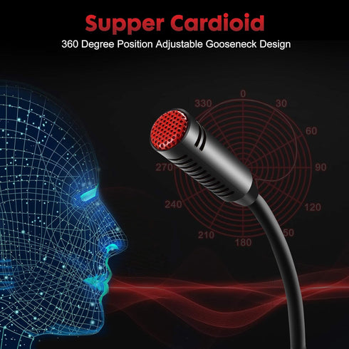 USB Computer Microphone, Plug&Play Cardioid Condenser Mic for PC Laptop, Mute Buttons, LED Indicator, 6ft, Windows/Mac