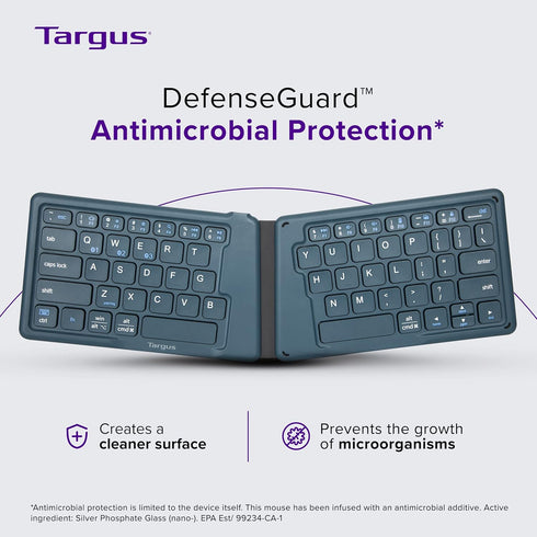 Targus Ergonomic Foldable Bluetooth Keyboard, Split Travel Wireless Keyboard, Rechargeable for Android, iPhone,