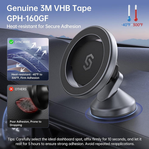 SYNCWIRE MagSafe Car Mount - 360° Rotation Magnetic Phone Holder for Car Dashboard, Compatible with iPhone 15 Pro Max