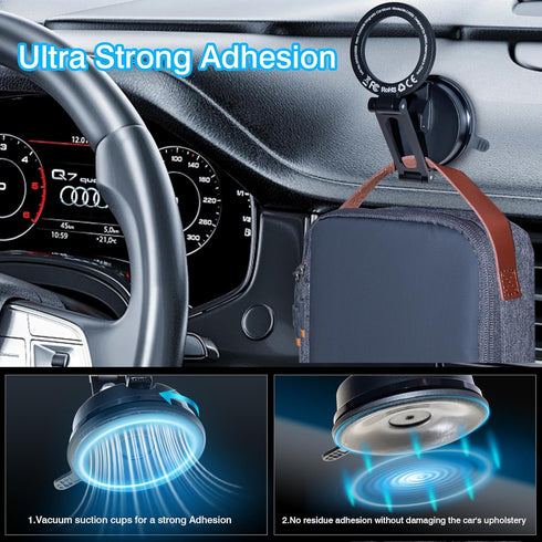 WIWU 360Rotation 17/16/15/14/13/12 for MagSafe Car Mount Magnetic Phone Holder Suction Cup Phone Mount for Car Foldable