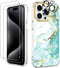 BAISRKE iPhone 15 Pro Clear Case (6.1") - Slim Shockproof Green Marble, includes 2 Screen Protectors & 1 Camera Lens
