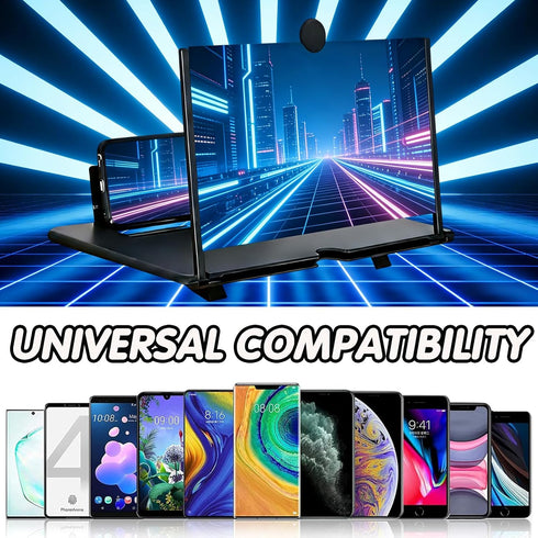 Generic 10" 3D Phone Screen Magnifier, Foldable Phone Stand with Screen Amplifier, HD Mobile Magnifier Projector Screen