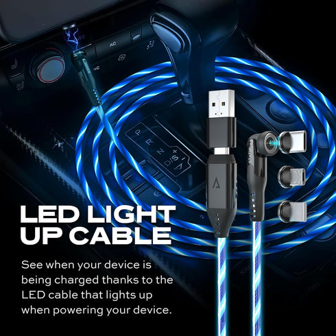 STATIK GloBright 360 Pro Magnetic Charging Cable 2nd Gen, Light Up USB C Charging Cable, 6FT/2M