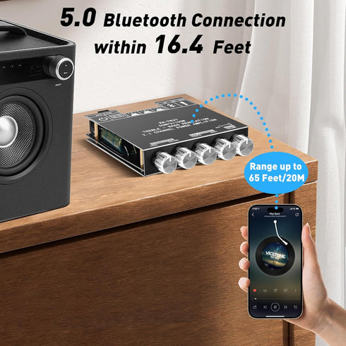 ZK-TB21 Bluetooth Amplifier Board, 50W+50W+100W 2.1 Channel Subwoofer Amp Board with Treble and Bass Control
