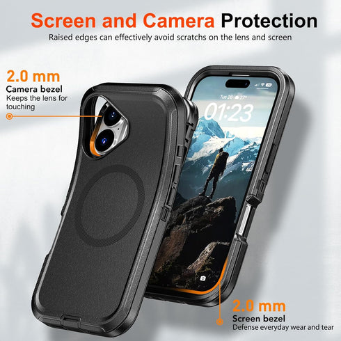 TUTUKII 17 3-Layer 17 6.3", for iPhone Case with Belt Clip Holster, Anti-Shock, Anti-Slip, Compatible with MagSafe