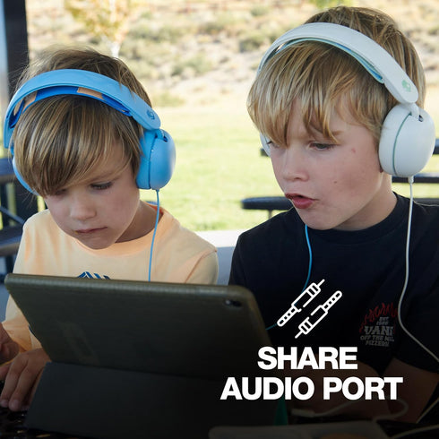 Skullcandy Grom Over-Ear Wired Headphones for Kids, Bone Seafoam, Volume-Limiting, Microphone