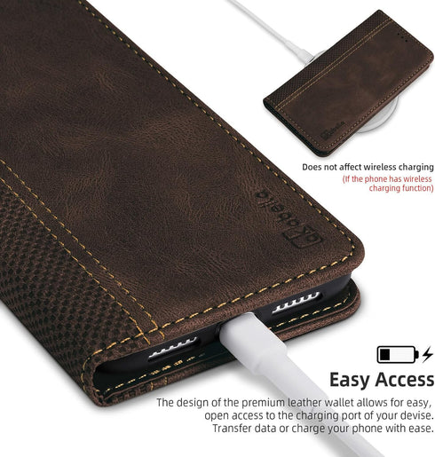 Motorola Moto G Stylus 5G (2024) Dark Brown PU Leather Flip Case: Protective Wallet, Stand Function, Card Slot,