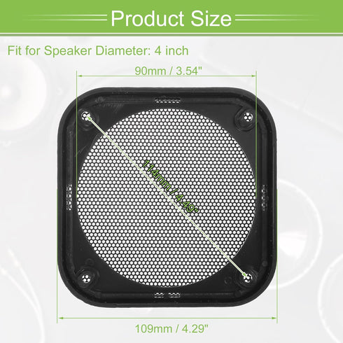 ACROPIX Universal 4" Car Speaker Grills Cover, Mesh Square Audio Speaker Subwoofer Protector Case, Pack of 4