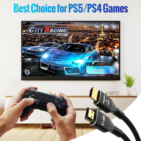 4K 4 (3 Pack), 2.0 4K 60Hz, 2K,1080P, 2.2, PS5, HDMI Cable Feet Ultra HD HDMI Cable, Nylon Braided & Gold-Plated