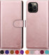 SUANPOT Leather Wallet Case for iPhone 12 Pro Max, RFID Blocking Credit Card Holder, Flip Folio Magnetic Cover, Rose