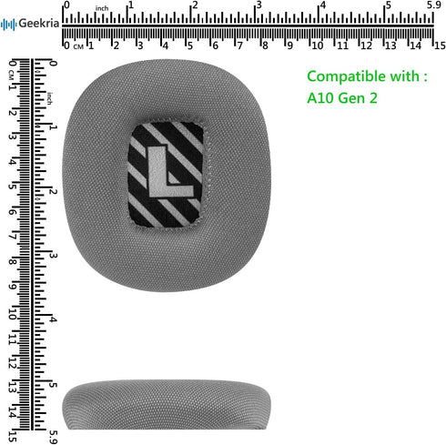 Geekria Comfort Mesh Fabric Replacement Ear Pads for Astro Gaming A10 Gen 2 Headphones, Ear Cushions (Grey/Black)