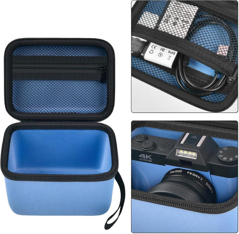 Vlogging Camera Case for Duluvulu/TEBNGIHNM/zheozeig/Oiadek 4K Digital Cameras, Carrying Storage for Lens, Cable, and