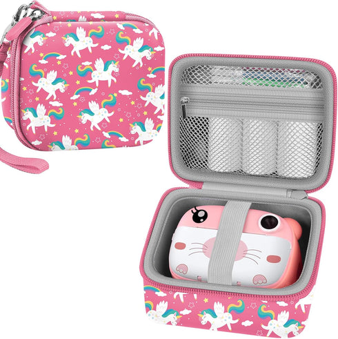 Leayjeen Kids Camera Case for ESOXOFFORE/Dylanto/GKTZ/HiMont/CAMCLID Instant Print Camera, Pink Unicorn (Case Only)