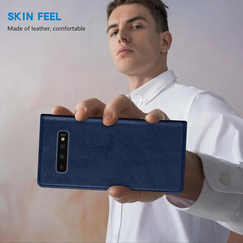 ZZXX Samsung Galaxy S10 Wallet Case with RFID Blocking, Card Slot Stand, Strong Magnetic Leather Flip Fold Protective