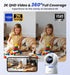 Veise 2K 360 2-Way 2.4GHz Indoor Camera for Home Security, Wireless WiFi Pet & Baby Monitor with Phone App, AI Motion