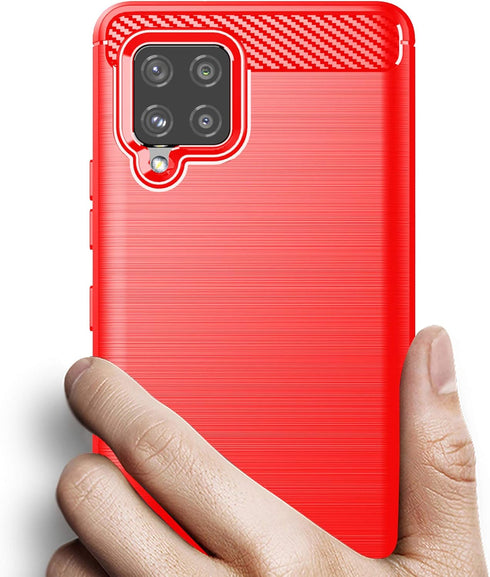 Osophter Shock-Absorption Case for Galaxy A42 5G, Flexible TPU Rubber Protective Cover (Red)