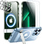 SPIDERCASE Clear Magnetic Case for iPhone 13 Pro Max, Military Drop Protection + 2 Glass Protectors & Kickstand.