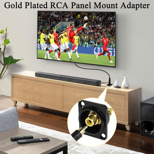 QIANRENON Gold Plated RCA Panel Mount Adapter, RCA Female to Solder Terminal AV Connector for Audio Video