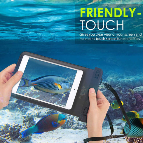 MoKo Universal Waterproof Case, Dry Bag Pouch for iPad Mini 6/5/4/3/2, Samsung Tab 5/4/3, Galaxy Note 8, Tab S2/Tab E/Tab A 8.0, LG G Pad III 8.0, Google Nexus 7(FHD) & More Up to 8.3" - Black