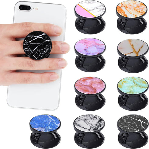 Honoson 9 Pieces Cell Phone Grip Holder, Colorful Self-Adhesive Collapsible Finger Ring for Smartphone and Tablets