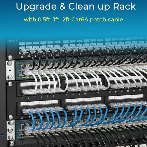 Rapink Cat6/ Cat6a 3ft (24 Pack) Cat6a 10G 6 Cat6 Patch Cables Slim, Ethernet Patch Cable Support, Snagless Cat Patch