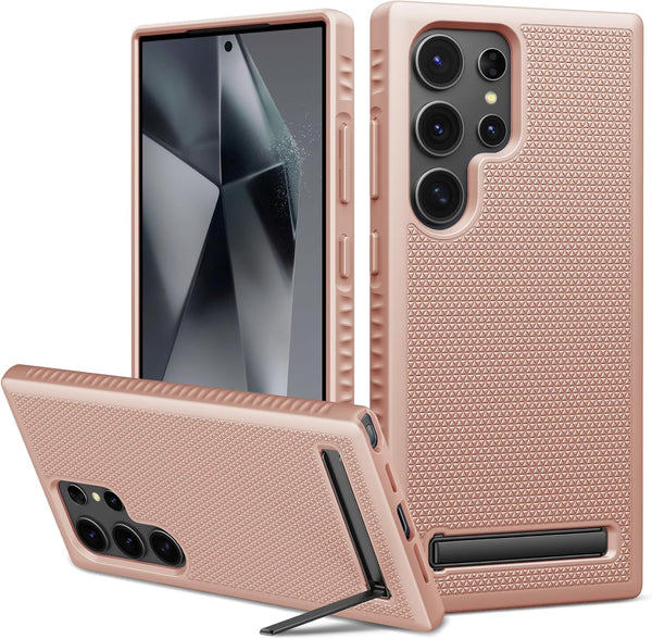 Samsung Galaxy S24 Ultra Slim Fit Case with Kickstand, Shockproof Military Grade, 6.8", Rose Gold