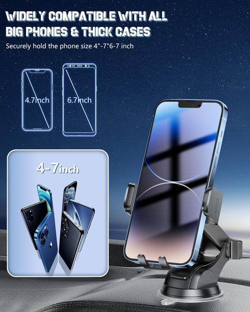 Wireless Car Charger 3 in 1 Phone Mount, Fast Charging Auto Clamping, Compatible with iPhone 15 14 13 12 11, Samsung