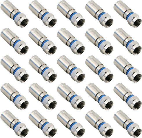 PASOW Compression RG6 F Connector Coaxial Adapter Plug for Satellite & Cable TV (25 Pack)