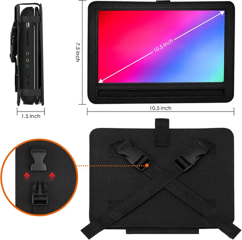 Car Headrest Mount Holder Strap Case - For 10 Inch to 10.5 Inch Portable DVD Player