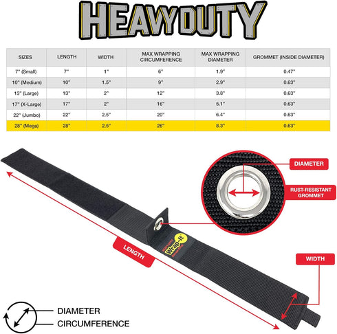 Heavy-Duty Wrap-It Storage Straps, 28-inch (2 Pack) Hook and Loop Garden Hose Hanger for Cords, Hoses, RV Organization