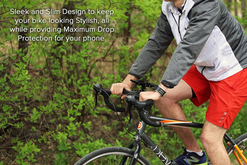 E Tronic Edge Bike Phone Mount - Rotating Cell Phone Holder for Bicycle Handlebar, Compatible with iPhone & Android