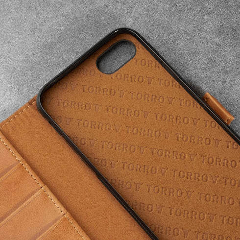 TORRO Phone Case for iPhone SE/8/7, Premium Genuine Leather Cover with Card Slots and Horizontal Viewing Stand