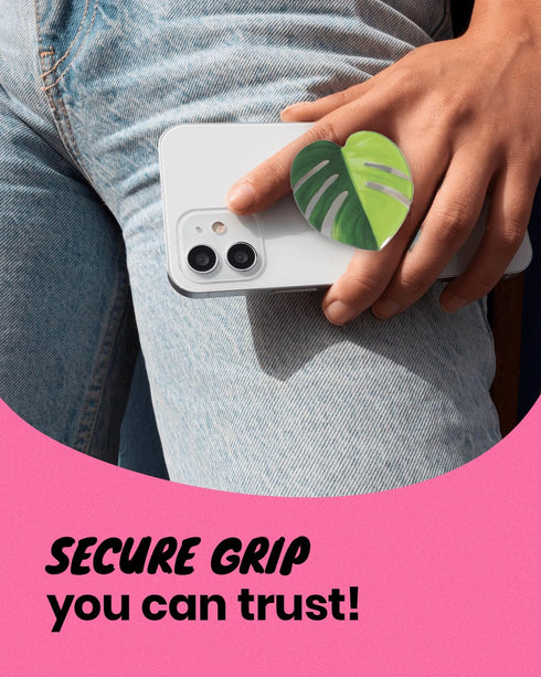 On The Grip OnTheGrip Cute Acrylic Tropical Leaf Design Collapsible Expandible Mobile Phone Grip Stand Holder