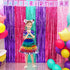Satankya 2 Pack Cute Dollhouse Birthday Decorations, Dollhouse Party Photo Booth Prop, Purple Pink Teal Fringe Curtains
