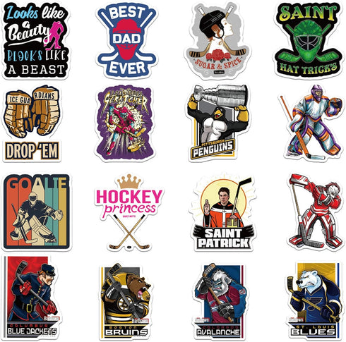 100Pcs Hockey Stickers Perfect for Water Bottle, Laptop, Guitar, Car, Motorcycle, Skateboard, Aesthetic Stickers