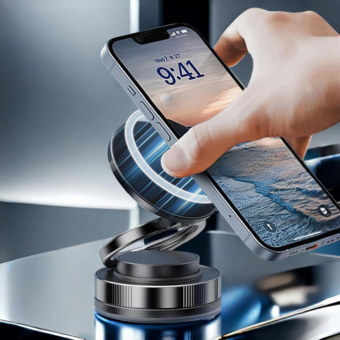 MiniLuxis Vacuum Suction Magnetic Phone Holder, Foldable and Retractable, Hands-Free Suction Magnetic Phone