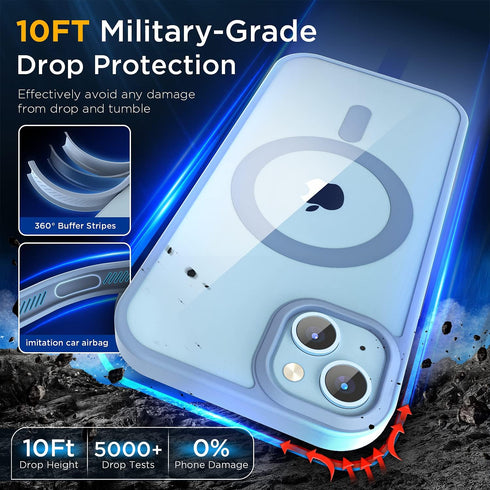 iPhone 14 & iPhone 13 Case, Sierra Blue, 2024 New, Shockproof Military-Grade Protection, Non-Yellowing, Slim MagSafe