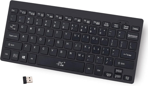 SR Mini Keyboard, 2.4G Wireless Thin Light 78 Keys USB Multimedia Small for PC Computer Laptop (Black)