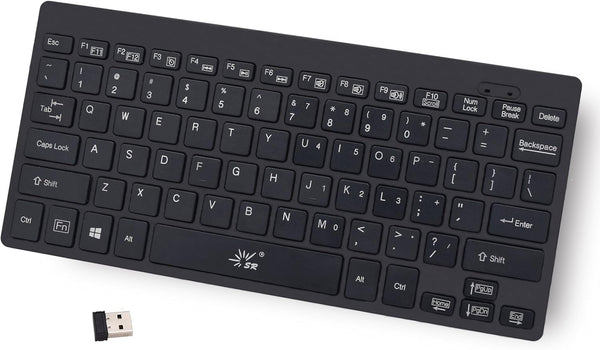 SR Mini Keyboard, 2.4G Wireless Thin Light 78 Keys USB Multimedia Small for PC Computer Laptop (Black)