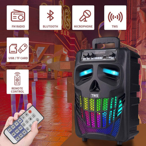E I F E R Cool Skull Bluetooth Speakers, Portable Wireless Speaker for Smartphones, Tablets, Home Garden Party