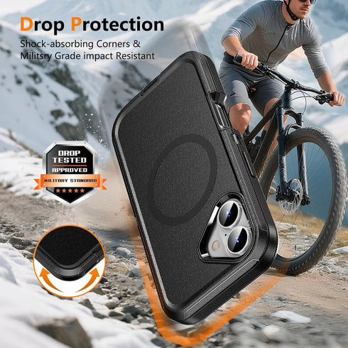 TUTUKII 17 3-Layer 17 6.3", for iPhone Case with Belt Clip Holster, Anti-Shock, Anti-Slip, Compatible with MagSafe