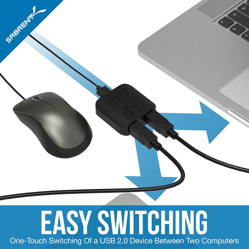 SABRENT USB 2.0 Sharing Switch for Multiple Computers and Peripherals, LED Device Indicators (USB-SW20)