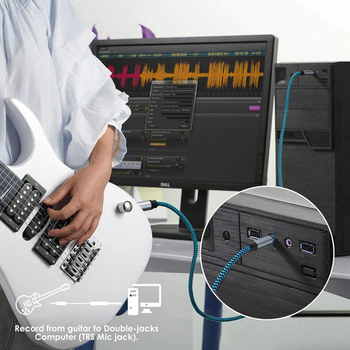 3.5mm to 6.35mm TRS Stereo Audio Cable, 6.6ft 1/8 to 1/4 Stereo Cable for Guitar, Piano, Amplifiers, Home Theater